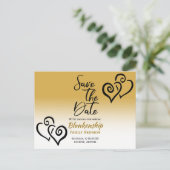 ファミリ懇親会日付の保存ブラックリンクハートA 案内ポストカード (スタンド正面)