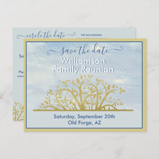 ファミリ懇親会日付の保存系図学ツリー 案内ポストカード (正面/裏面)