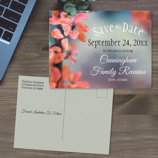 ファミリ懇親会日付の保存紅葉《写真》ぼけ味 ポストカード