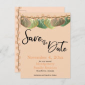 ファミリ懇親会日付の保存《植物》アスペンツリー葉 案内ポストカード (正面/裏面)