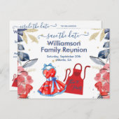 ファミリ懇親会日付の保存BBQ カラフル QRコード 案内ポストカード (正面/裏面)