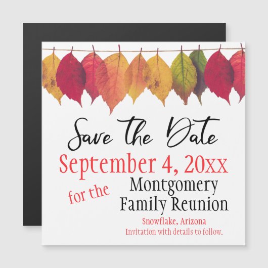 ファミリ懇親会日付の秋の色の色の葉保存 (正面/裏面)