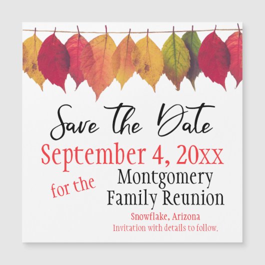 ファミリ懇親会日付の秋の色の色の葉保存 (正面)