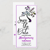 ファミリ懇親会日付の紫の木モダンを保存 セーブザデート (正面/裏面)