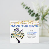 ファミリ懇親会日付の黄色のライトツリーを保存 案内ポストカード (スタンド正面)