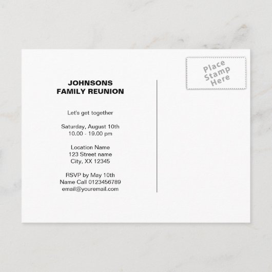 ファミリ懇親会日付はがきを保存する 案内ポストカード (裏面)