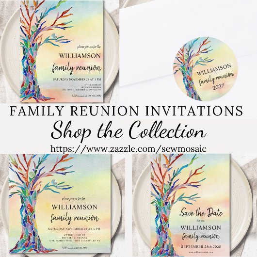 ファミリ懇親会日付を保存するファミリツリー インビテーションポストカード