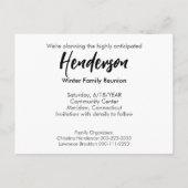 ファミリ懇親会日付を保存する写真を追加カスタムする 案内ポストカード (裏面)