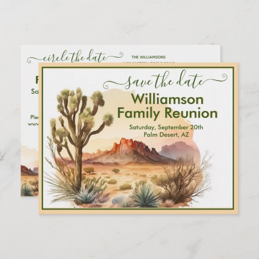 ファミリ懇親会日付を保存する南西QRコード 案内ポストカード (正面/裏面)