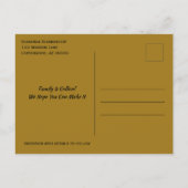 ファミリ懇親会日付を保存する黒いリンクハート 案内ポストカード (裏面)