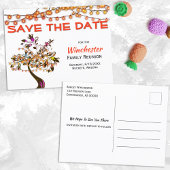 ファミリ懇親会日付を保存オレンジライトツリー 案内ポストカード