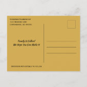 ファミリ懇親会日付を保存リンク黄金ハート 案内ポストカード (裏面)