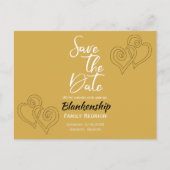 ファミリ懇親会日付を保存リンク黄金ハート 案内ポストカード (正面)
