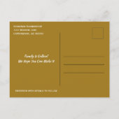 ファミリ懇親会日付を保存リンク黄金ハート 案内ポストカード (裏面)