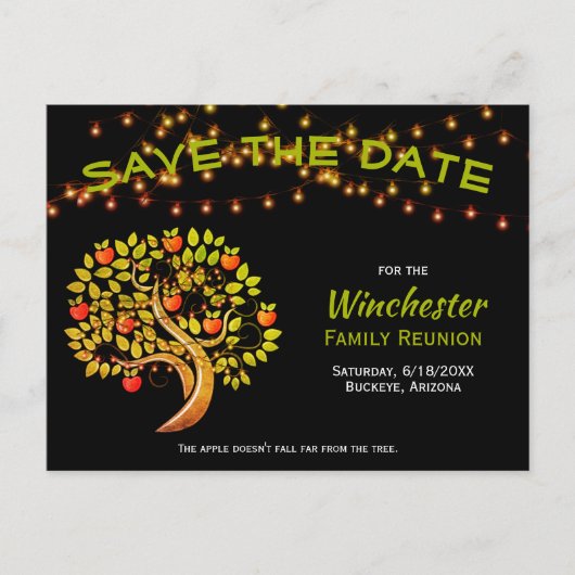 ファミリ懇親会日付を保存Apple Tree Lights 案内ポストカード (正面)