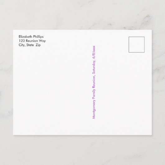 ファミリ懇親会日付アートツリーを保存カスタムする 案内ポストカード (裏面)