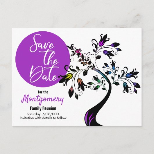 ファミリ懇親会日付アートツリーを保存カスタムする 案内ポストカード (正面)