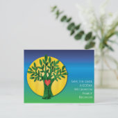 ファミリ懇親会日付ツリーのモダン保存 ポストカード (スタンド正面)