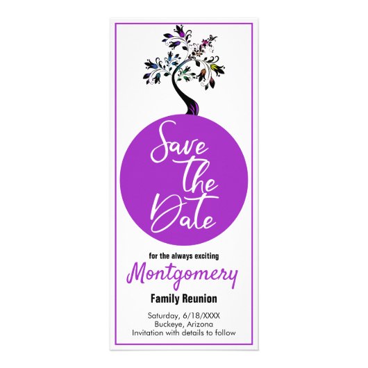 ファミリ懇親会日付ツリーをモダン保カラフル存 ラックカード (正面)