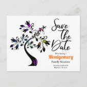 ファミリ懇親会日付ツリーをモダン保カラフル存 案内ポストカード (正面)