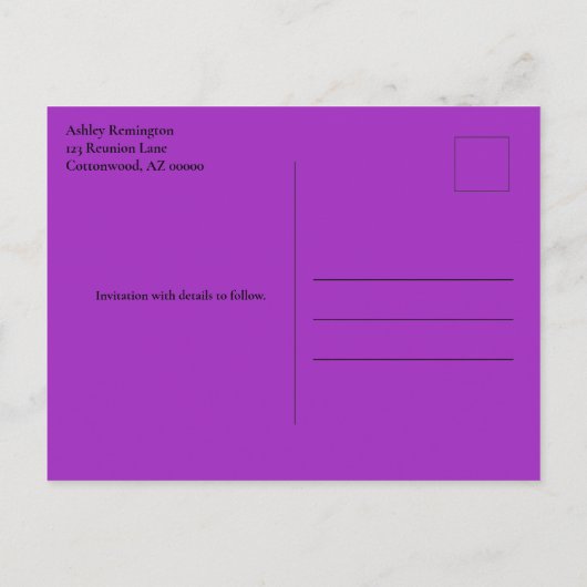 ファミリ懇親会日付ツリーをモダン保カラフル存 案内ポストカード (裏面)