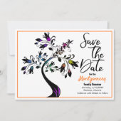 ファミリ懇親会日付ツリーモダンオレンジを保存 案内状 (正面)