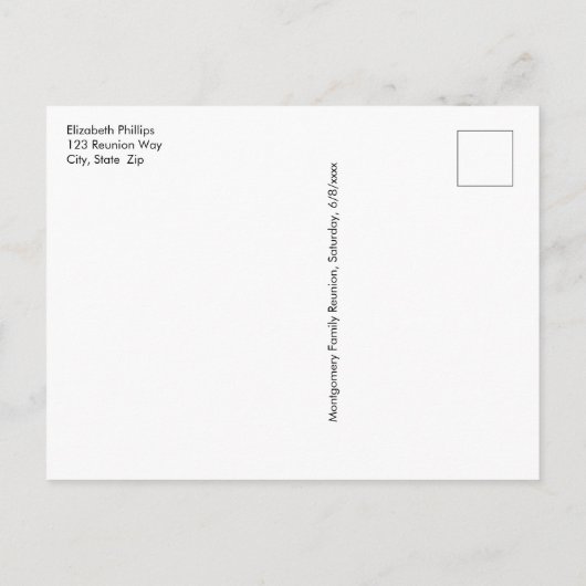 ファミリ懇親会日付ツリーモダン青を保存 案内ポストカード (裏面)