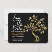 ファミリ懇親会日付モダン金ゴールドツリーの保存 セーブザデート (正面)