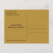 ファミリ懇親会日付モダン金ゴールドツリーの保存 案内ポストカード (裏面)