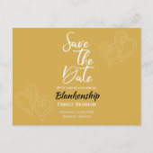 ファミリ懇親会日付リンクされた白いハートを保存 案内ポストカード (正面)