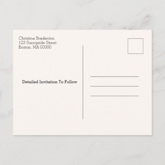 ファミリ懇親会日付文字列ライトを保存葉する 案内ポストカード (裏面)