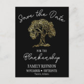 ファミリ懇親会日付金ゴールドツリーのアートワークを保存 案内ポストカード (正面)