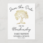 ファミリ懇親会日付金ゴールドツリーの保存 案内ポストカード (正面)