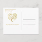 ファミリ懇親会日付金ゴールドハートツリーの保存 案内ポストカード (裏面)