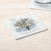 ファミリ懇親会水の色ツリー スクエアペーパーコースター (アングル)