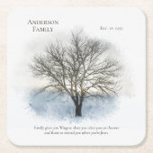 ファミリ懇親会水の色ツリー スクエアペーパーコースター (正面)