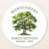 ファミリ懇親会水の色ファミリーツリー ラウンドペーパーコースター (正面)