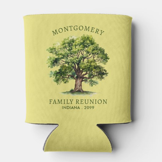 ファミリ懇親会水色ファミリーツリーパーソナライズされた 缶クーラー (裏面)