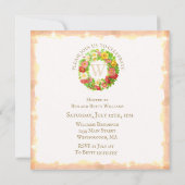 ファミリ懇親会水色フローラリース 招待状 (裏面)