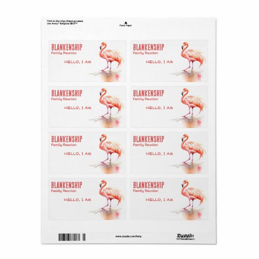 ファミリ懇親会独身のフラミンゴ紙名タグ ラベル (フルシート)