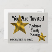 ファミリ懇親会発表金ゴールドスター招待状 案内ポストカード (正面/裏面)