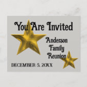 ファミリ懇親会発表金ゴールドスター招待状 案内ポストカード (正面)