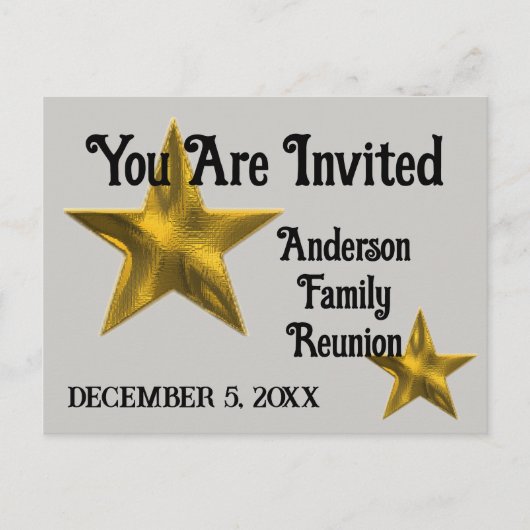 ファミリ懇親会発表金ゴールドスター招待状 案内ポストカード (正面)