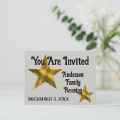 ファミリ懇親会発表金ゴールドスター招待状 案内ポストカード (スタンド正面)