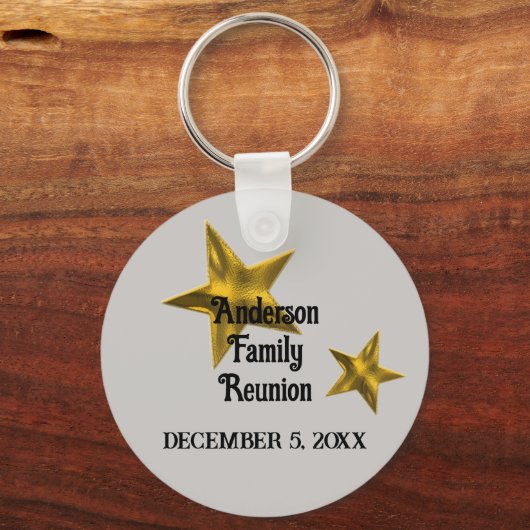 ファミリ懇親会発表金ゴールド星予約日 キーホルダー (正面)