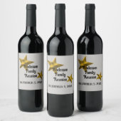 ファミリ懇親会発表金ゴールド星予約日 ワインラベル (ボトル)