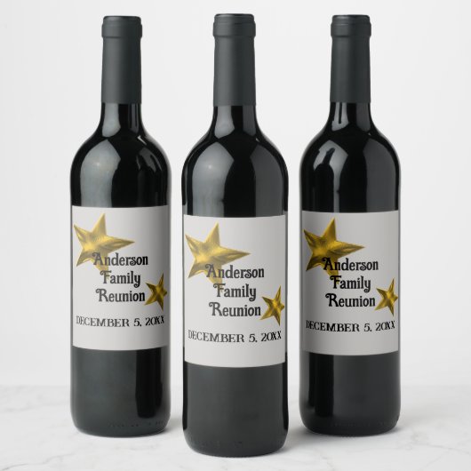 ファミリ懇親会発表金ゴールド星予約日 ワインラベル (ボトル)