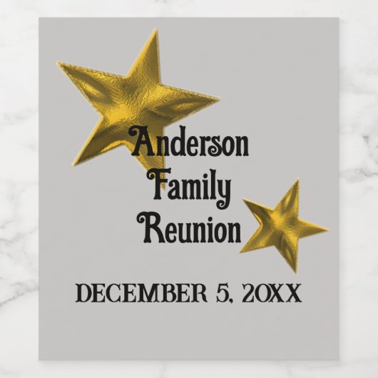 ファミリ懇親会発表金ゴールド星予約日 ワインラベル (シングルラベル)