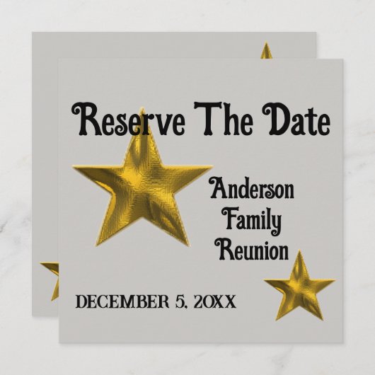 ファミリ懇親会発表金ゴールド星予約日 案内状 (正面/裏面)