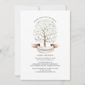 ファミリ懇親会系図学ツリーウォーターカラーモダン 招待状 (正面)